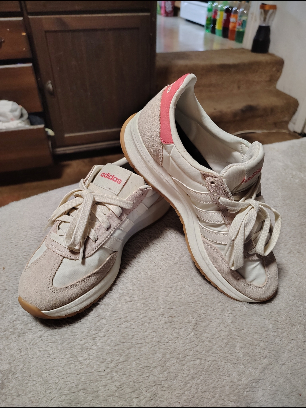 Adidas Women's Pink and Cream Retro Runner Sneakers